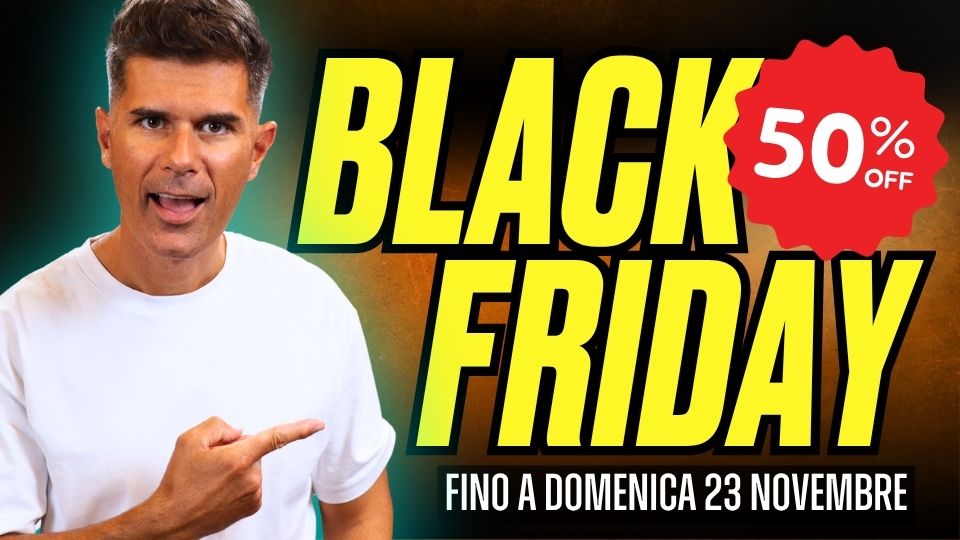 Corrado Bertonazzi con bacchette in mano, promozione Black Friday 50% di sconto.